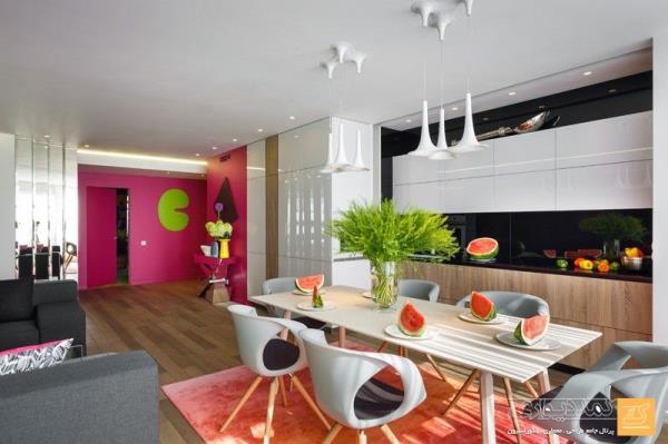 طراحی رنگارنگ دکوراسیون داخلی آپارتمانی در  سن پترزبورگ 