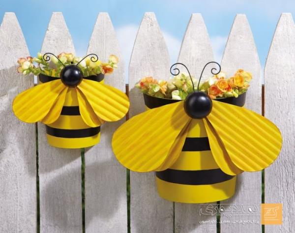 10| تزئین نرده با گلدانک های زنبوری