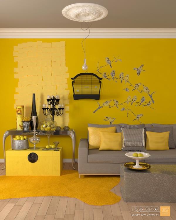 20| اتاق نشیمن با جلوه زرد