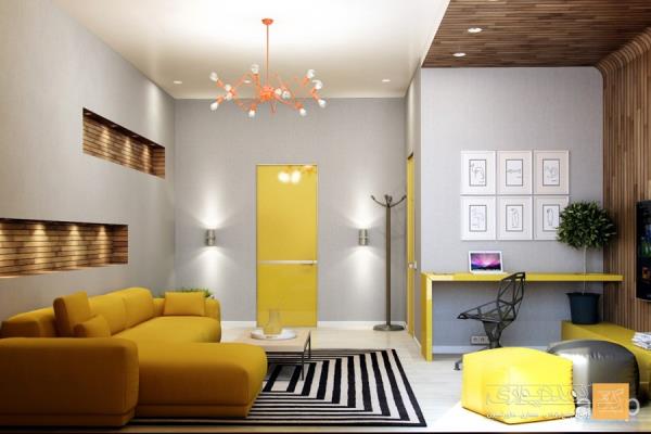 7| اتاق نشیمن با جلوه زرد