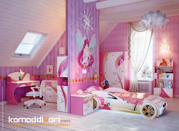 اتاق خواب کودک با رنگ صورتی