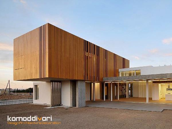 طراحی نمای خانه ویلایی با چوب طبیعی