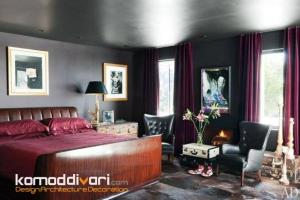 طراحی اتاق خواب مدرن با رنگ مارسالا