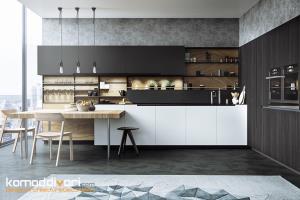 آشپزخانه های سیاه، سفید و چوبی : ایده ها  و الهام بخشی ها-1