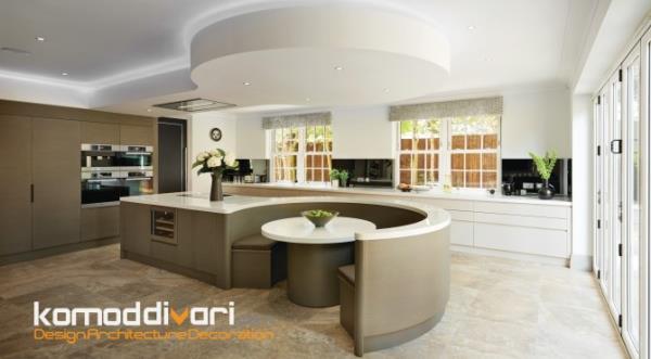 کابینت آشپزخانه با جزیره دایره ای