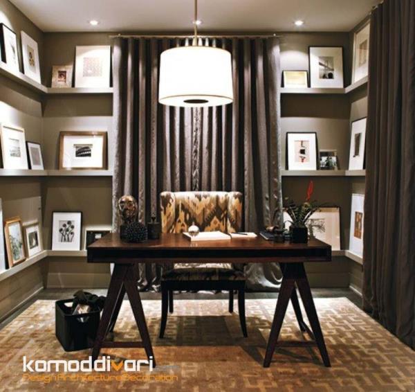 ایده قاب عکس و نورپردازی زیبا برای اتاق کار