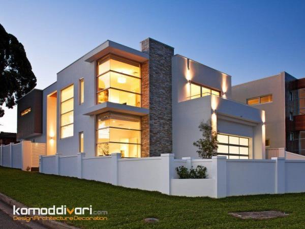 ایده  طراحی نمای بیرونی با نورپردازی زیبا