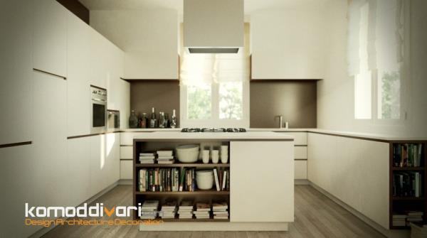 کابینت آشپزخانه با قفسه کتاب